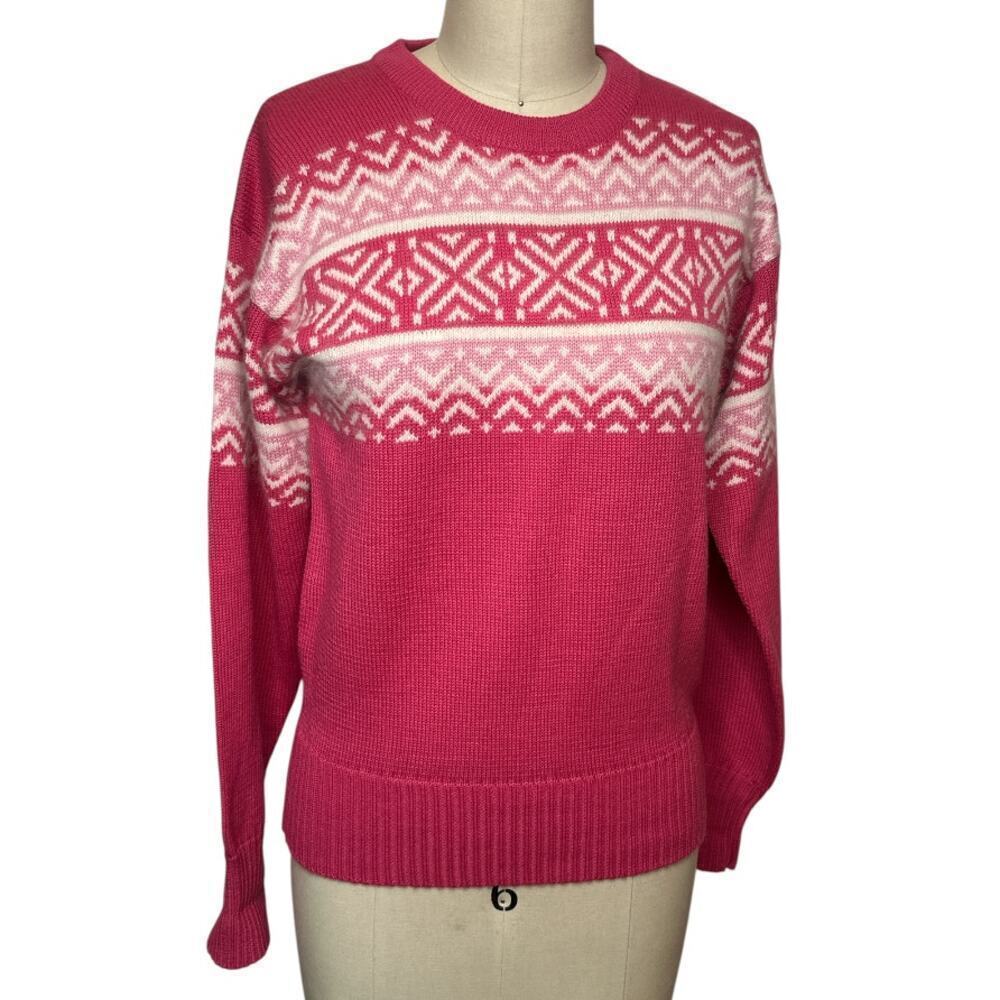Ossi Skiwear Pink Fair Isle Wool Blend Sweater Size S